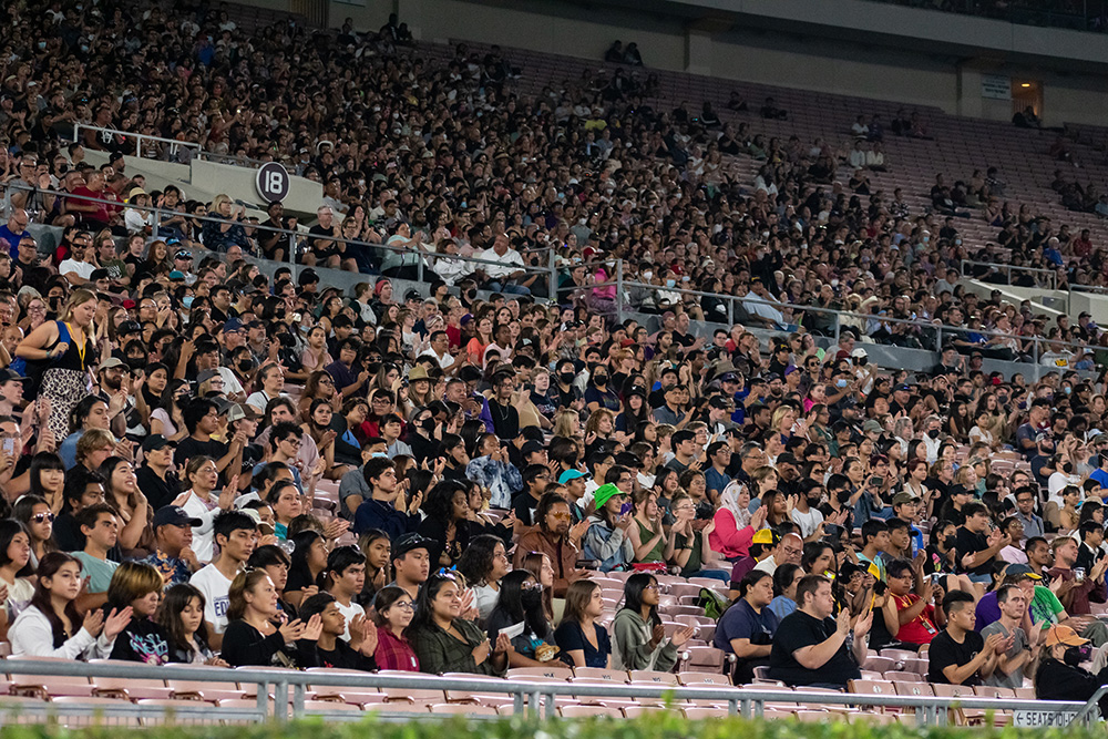 Students in attendance at the Rose Bowl